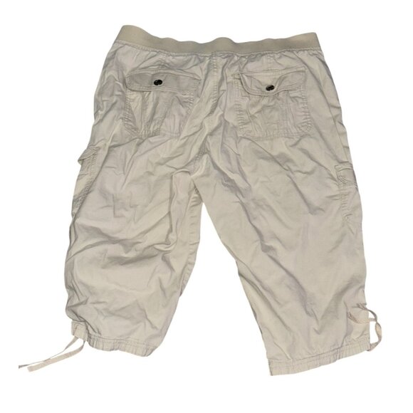 Gloria Vanderbilt Womens Cream Cotton Capri Cargo Pants Size 10 With Drawstring - Picture 3 of 6